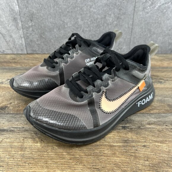 Nike Zoom Fly Off White Black Silver Size 4.5 Mens Size 6 Womens Sneakers - Picture 5 of 16